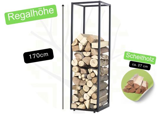 Brennholz Buche im Regal 170 cm